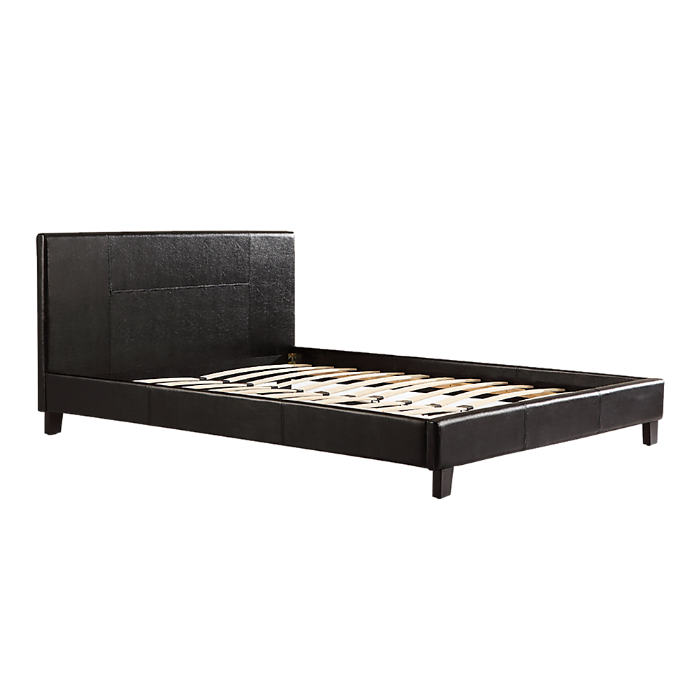 P&F Queen PU Leather Bed Frame Black