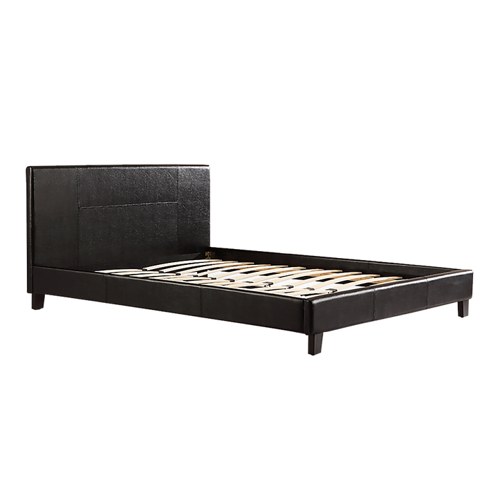 P&F Queen PU Leather Bed Frame Black