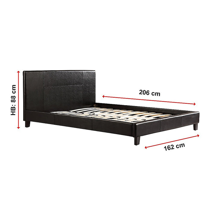 P&F Queen PU Leather Bed Frame Black