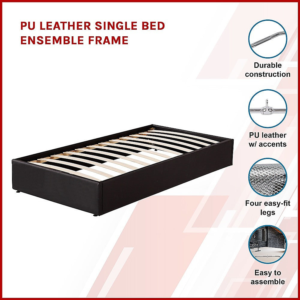 P&F PU Leather Single Bed Ensemble Frame