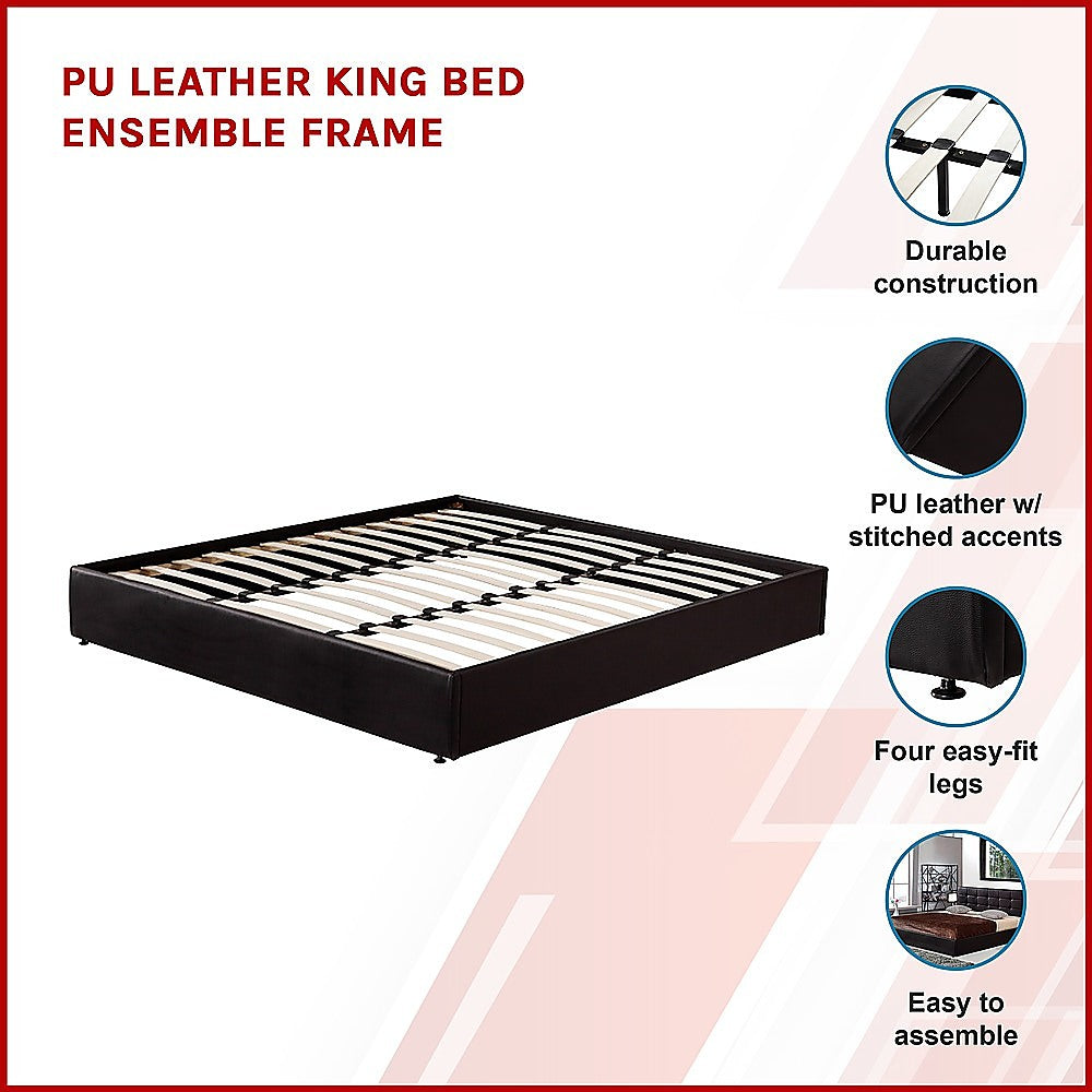 P&F BohoNest PU Leather King Bed Ensemble Frame