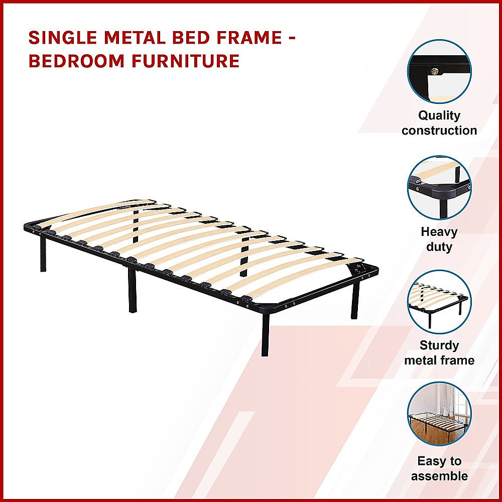 P&F Single Metal Bed Frame - Bedroom Furniture