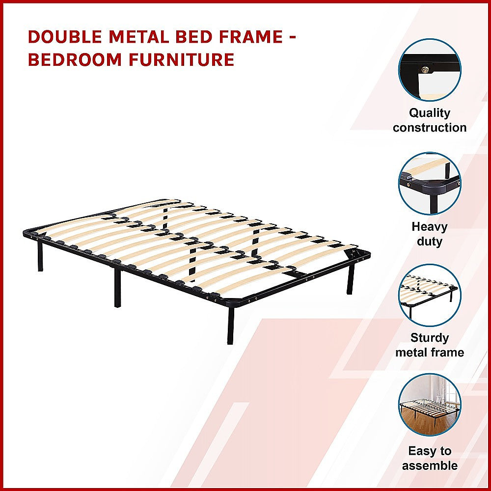 P&F Double Metal Bed Frame - Bedroom Furniture