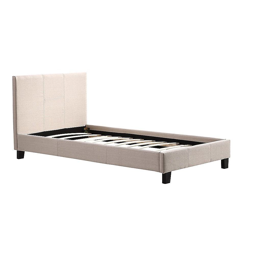 P&F FabSeries Single Linen Fabric Bed Frame Beige