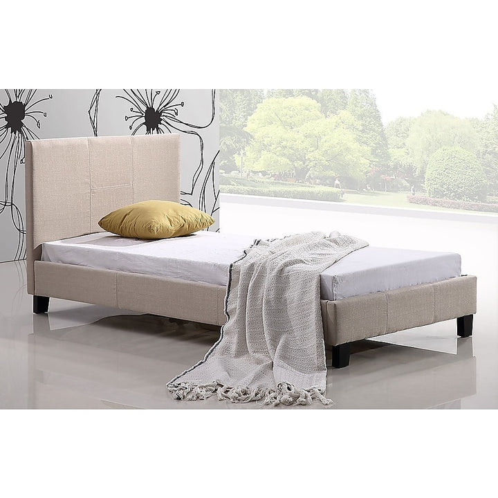 P&F FabSeries Single Linen Fabric Bed Frame Beige