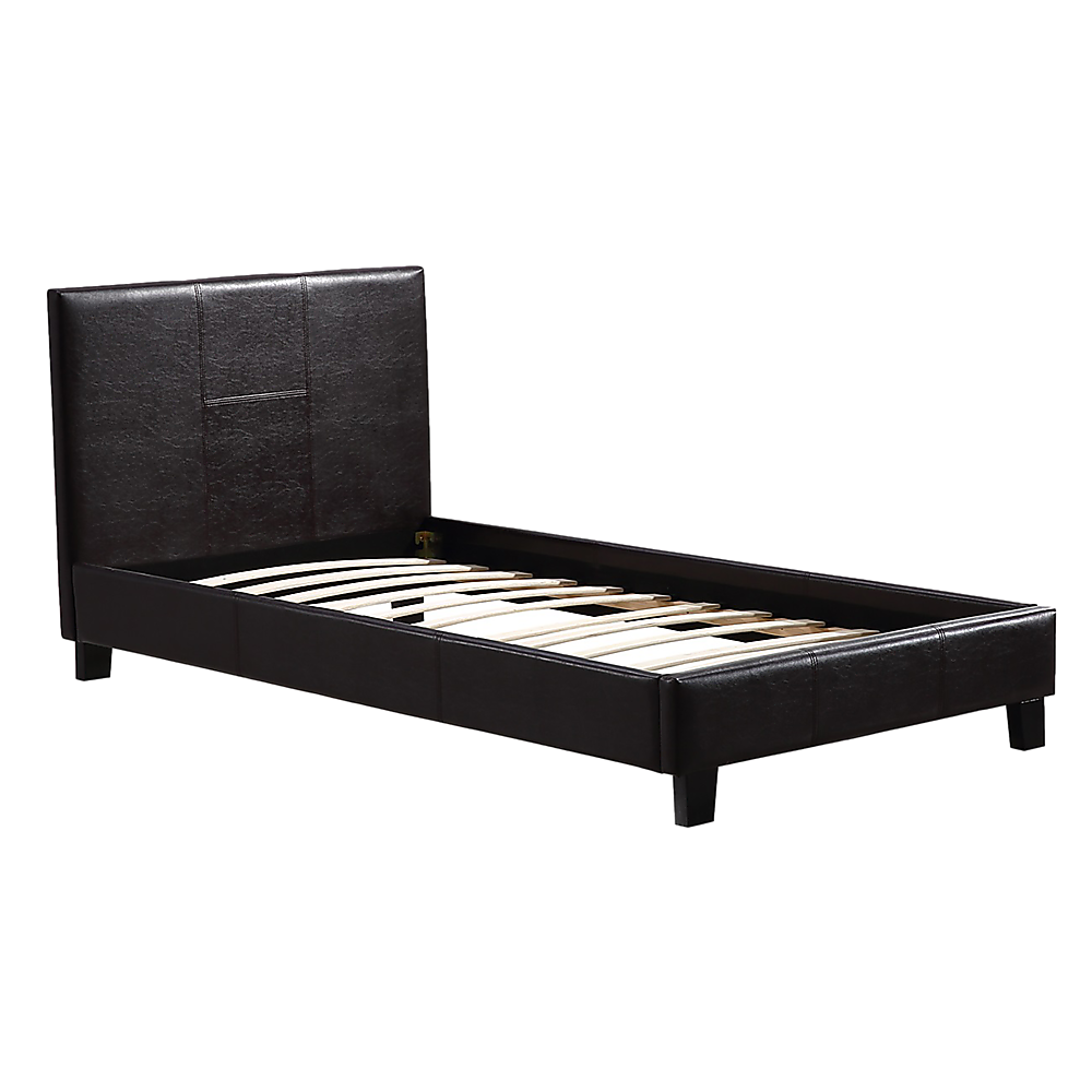 P&F BohoNest Single PU Leather Bed Frame Brown