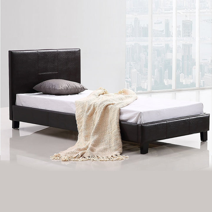 P&F BohoNest Single PU Leather Bed Frame Brown