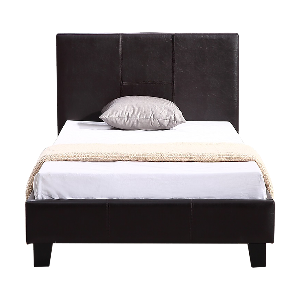 P&F BohoNest Single PU Leather Bed Frame Brown