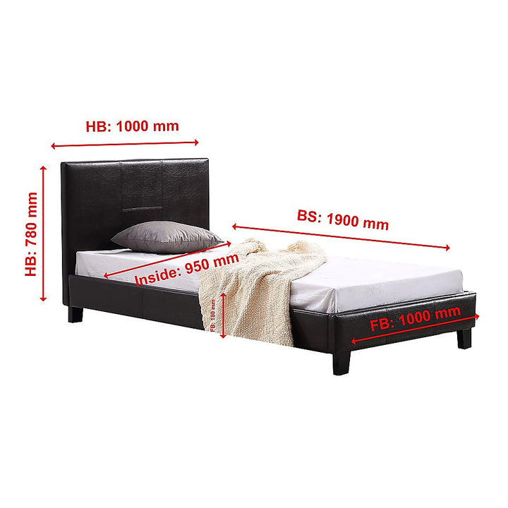 P&F BohoNest Single PU Leather Bed Frame Brown