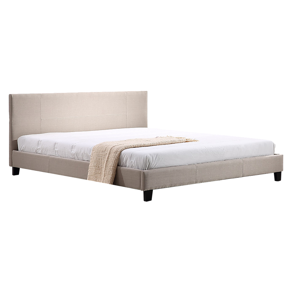 P&F King Linen Fabric Bed Frame Beige