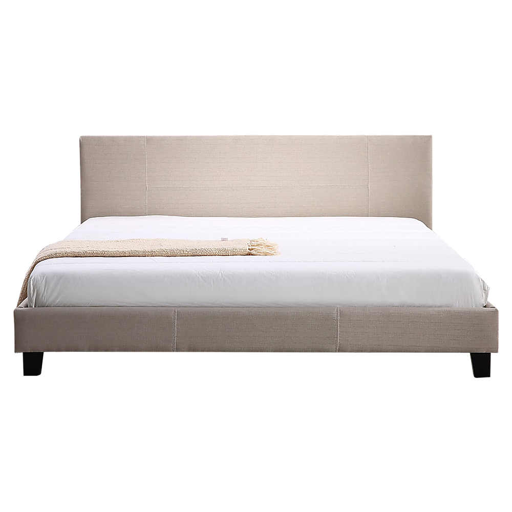 P&F King Linen Fabric Bed Frame Beige