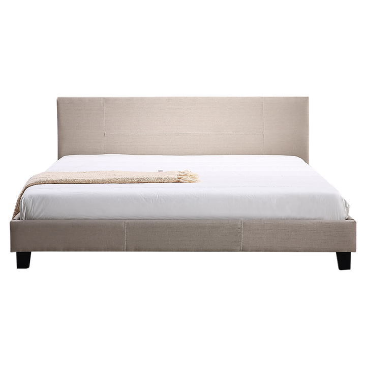 P&F King Linen Fabric Bed Frame Beige