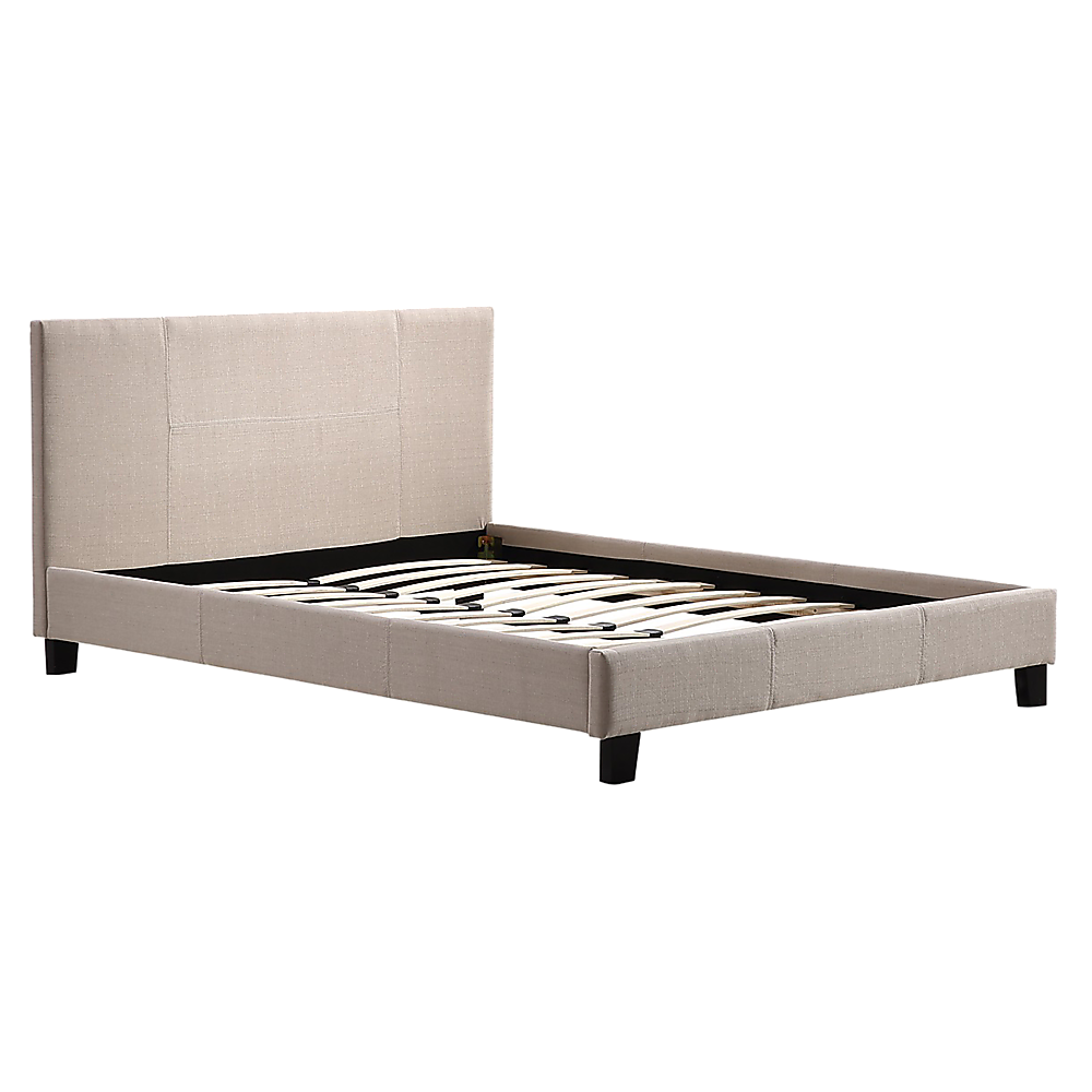 P&F FabSeries Double Linen Fabric Bed Frame Beige