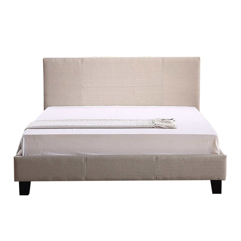 P&F FabSeries Queen Linen Fabric Bed Frame Beige