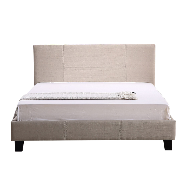 P&F FabSeries Queen Linen Fabric Bed Frame Beige