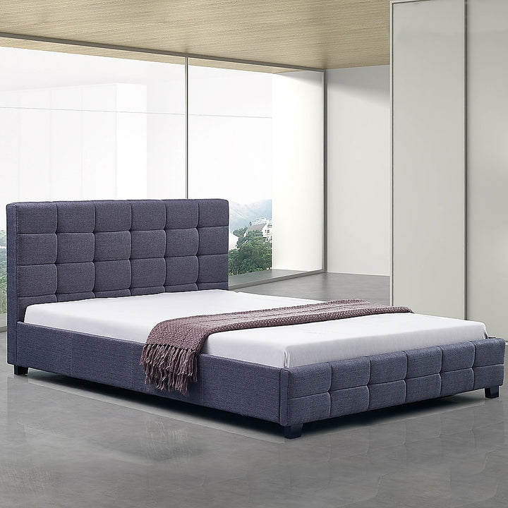 P&F FabSeries Linen Fabric Double Deluxe Bed Frame Grey