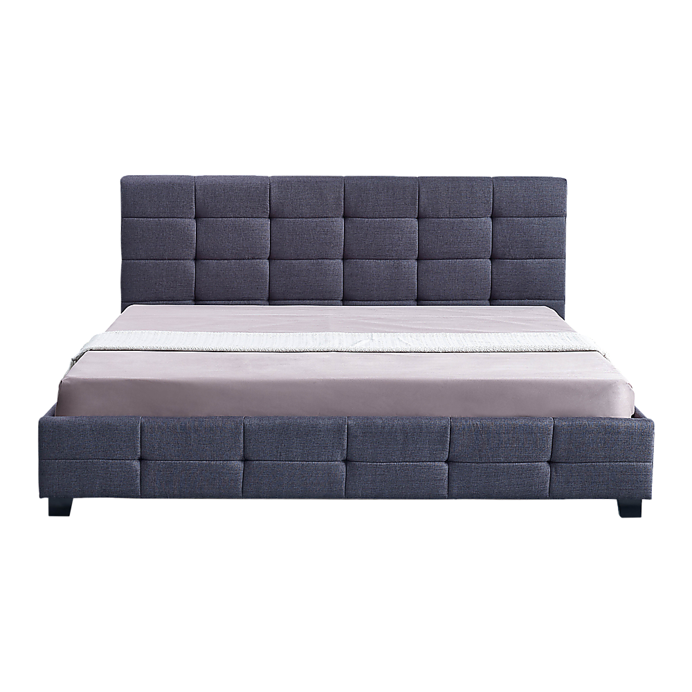 P&F FabSeries Linen Fabric King Deluxe Bed Frame Grey