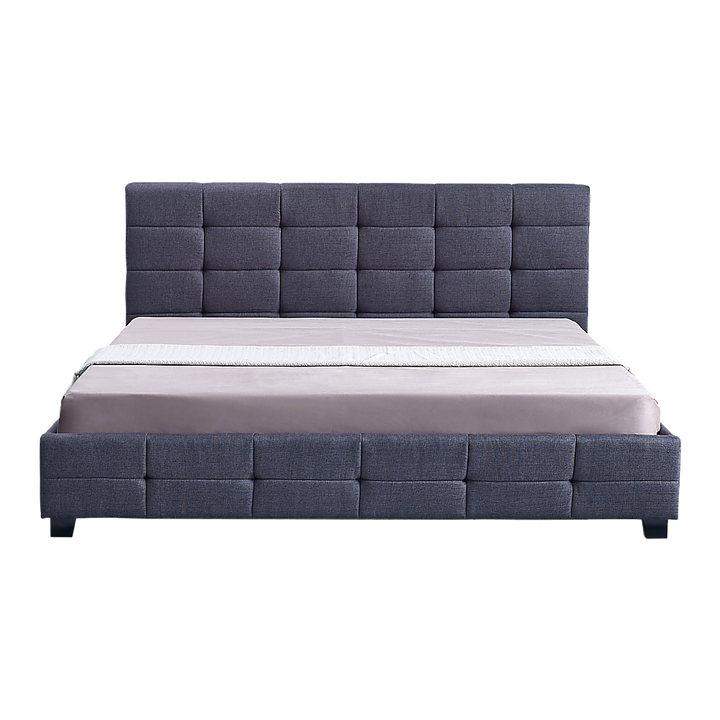 P&F FabSeries Linen Fabric King Deluxe Bed Frame Grey