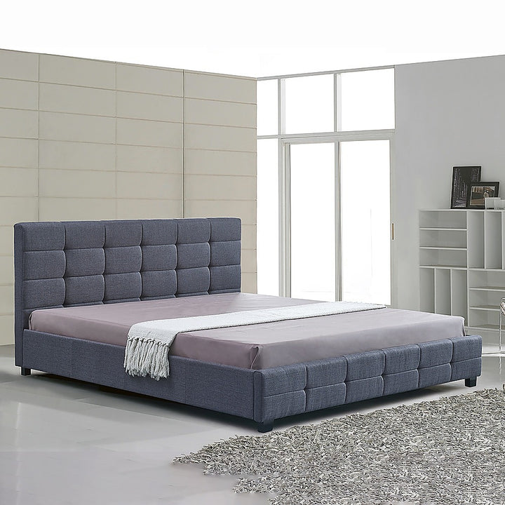 P&F FabSeries Linen Fabric King Deluxe Bed Frame Grey