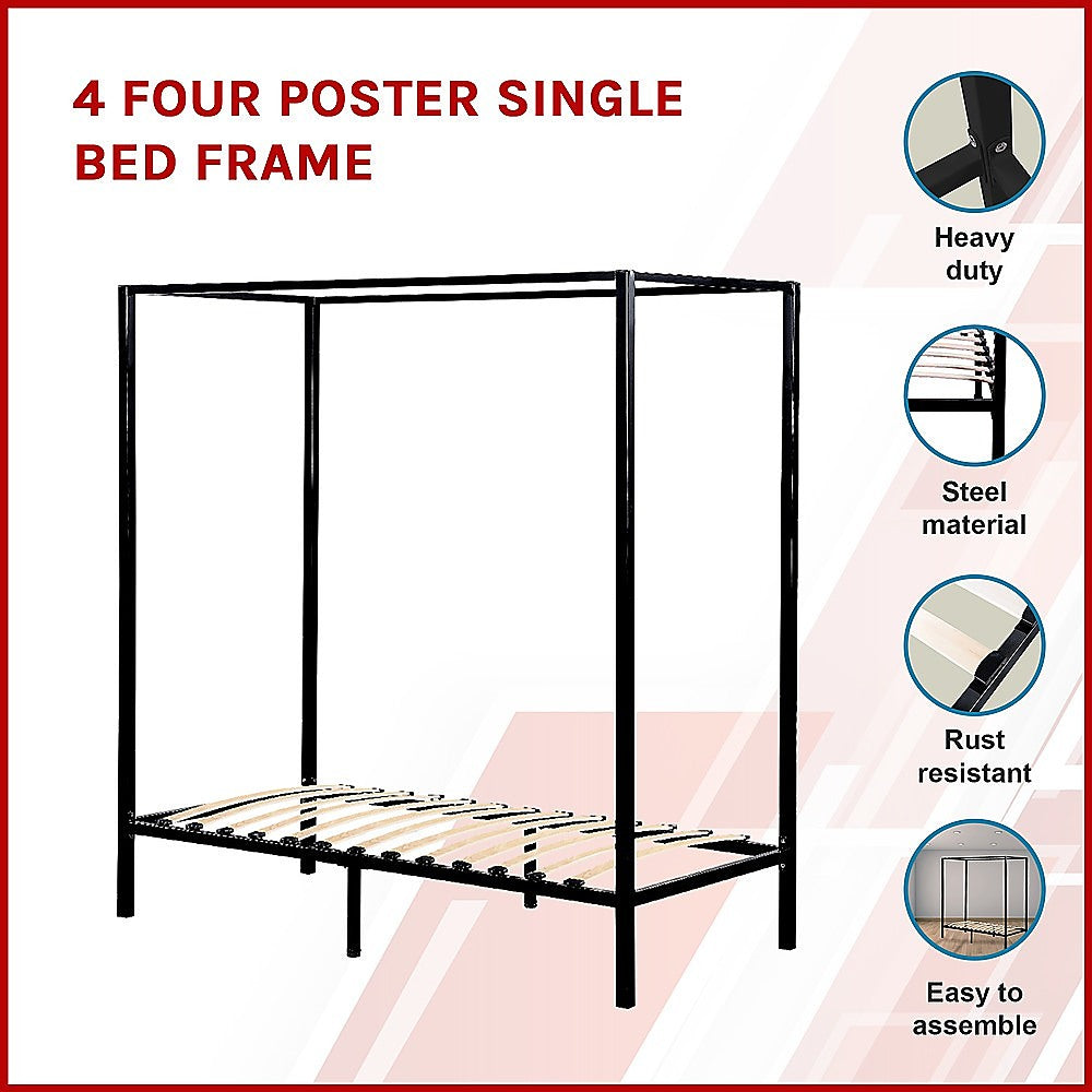 P&F DreamEz Four Poster Single Bed Frame