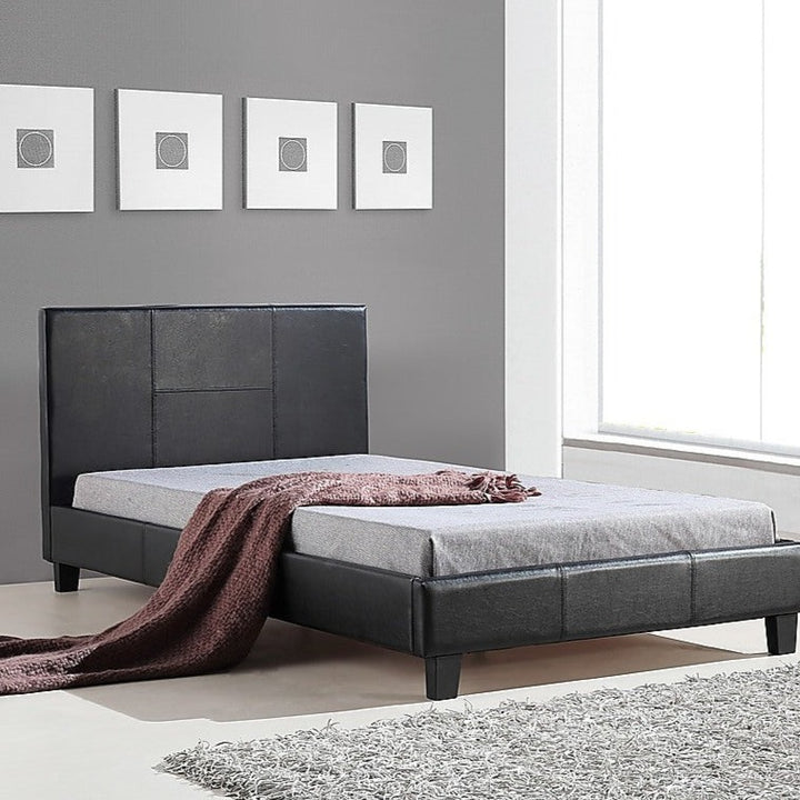 P&F BohoNest Palermo King Single PU Leather Bed Frame Black