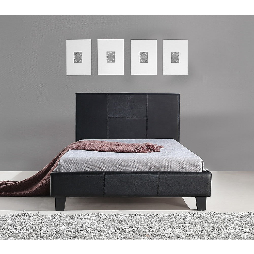 P&F BohoNest Palermo King Single PU Leather Bed Frame Black