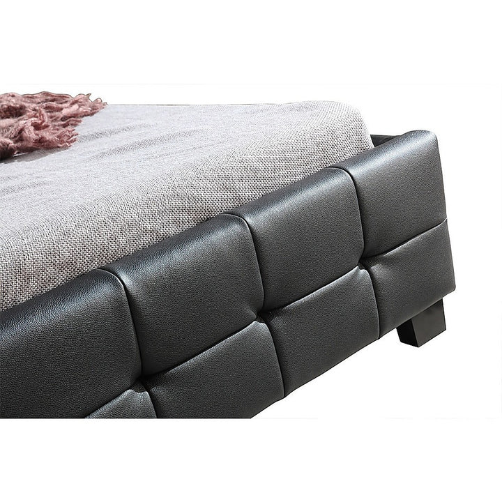 P&F King Single PU Leather Deluxe Bed Frame Black