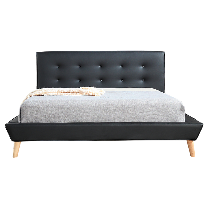 P&F BohoNest Double PU Leather Deluxe Bed Frame Black