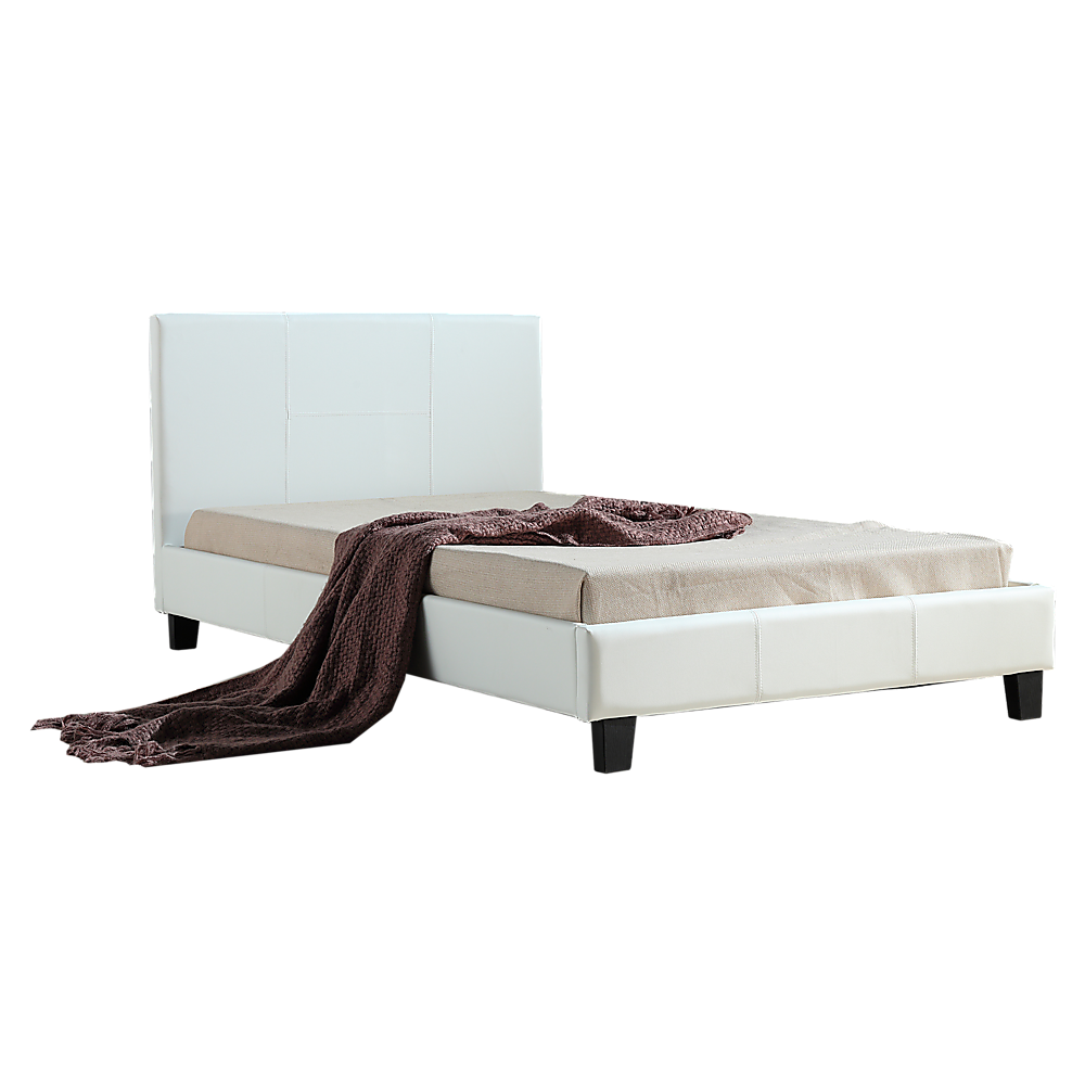 P&F BohoNest King Single PU Leather Bed Frame White