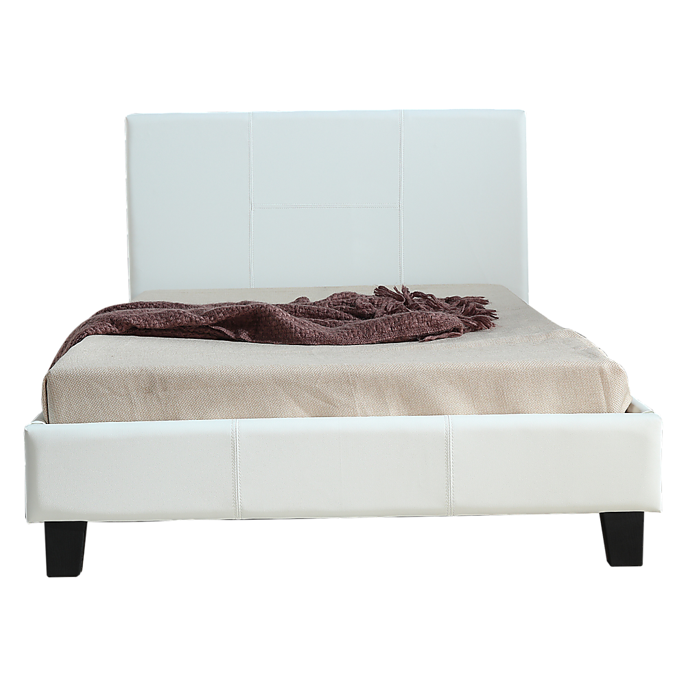 P&F BohoNest King Single PU Leather Bed Frame White