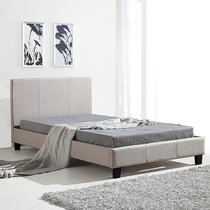 P&F FabSeries King Single Linen Fabric Bed Frame Beige