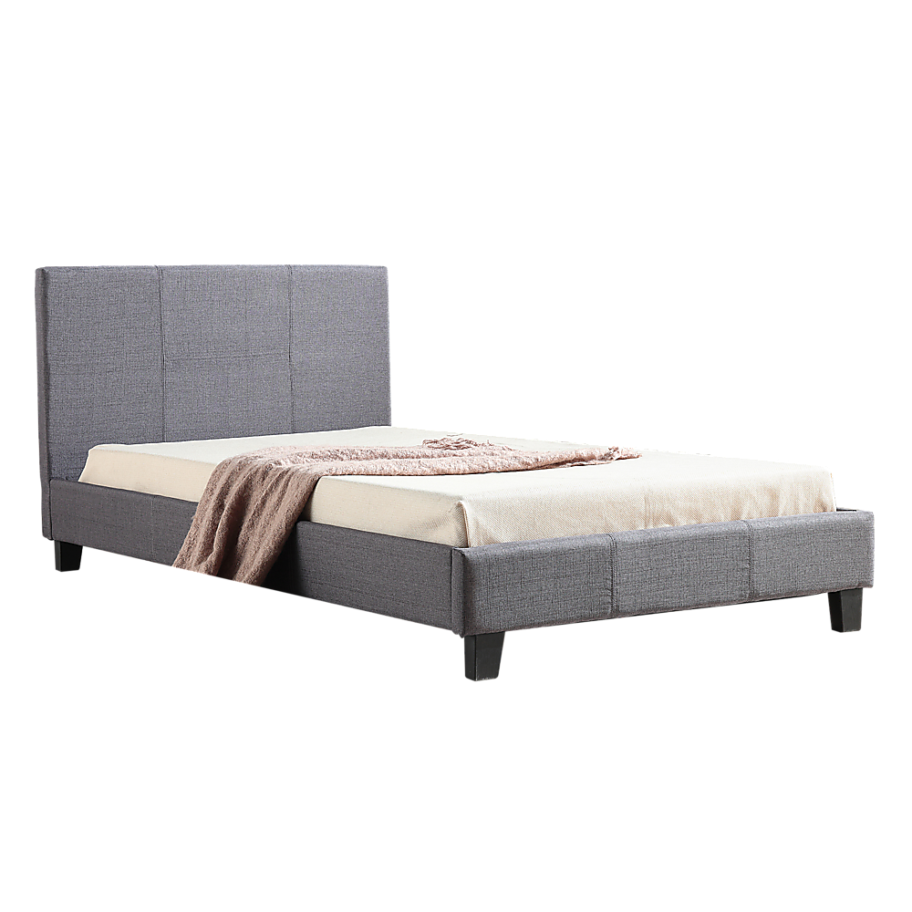 P&F King-Single Linen Fabric Bed Frame Grey