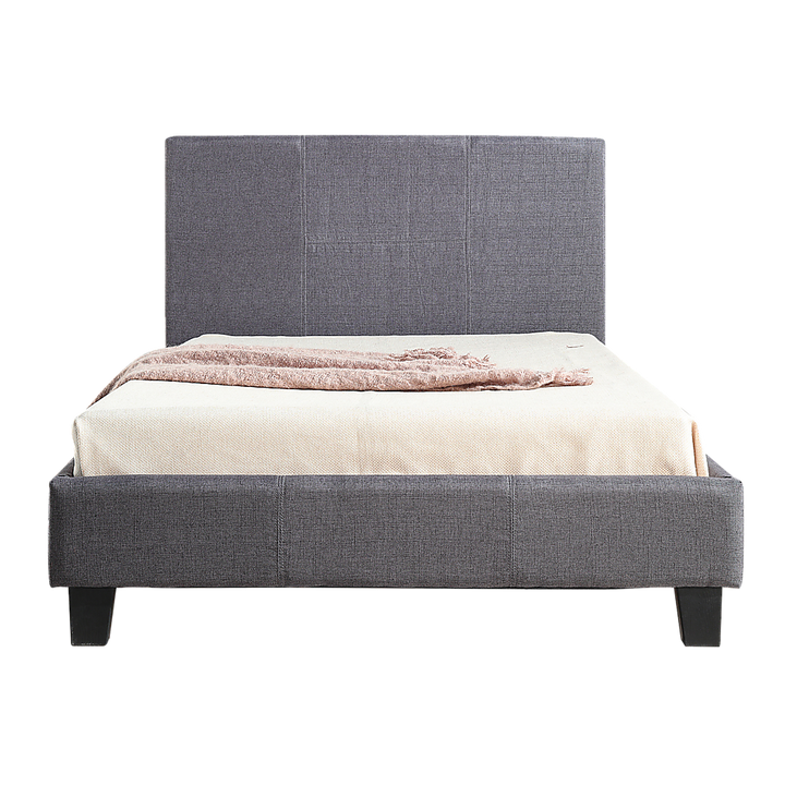 P&F King-Single Linen Fabric Bed Frame Grey