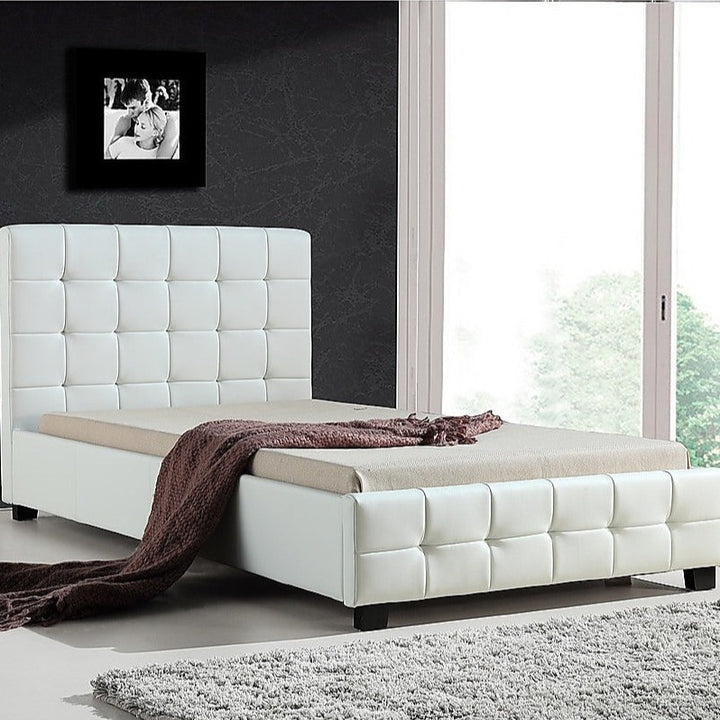 P&F BohoNest King Single PU Leather Deluxe Bed Frame White