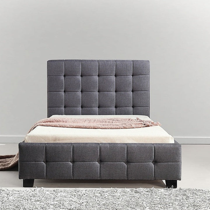 P&F King Single Linen Fabric Deluxe Bed Frame Grey