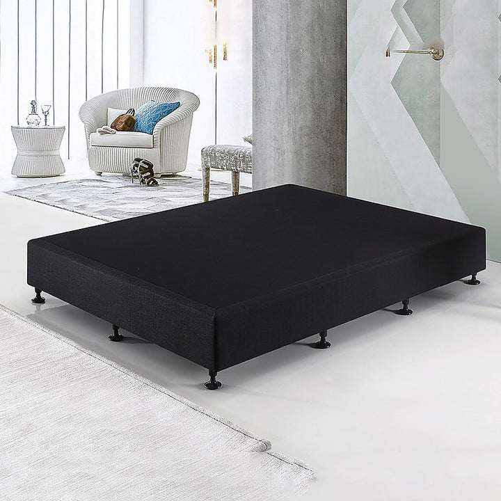 P&F Palermo Queen Ensemble Bed Base Midnight Black Linen Fabric