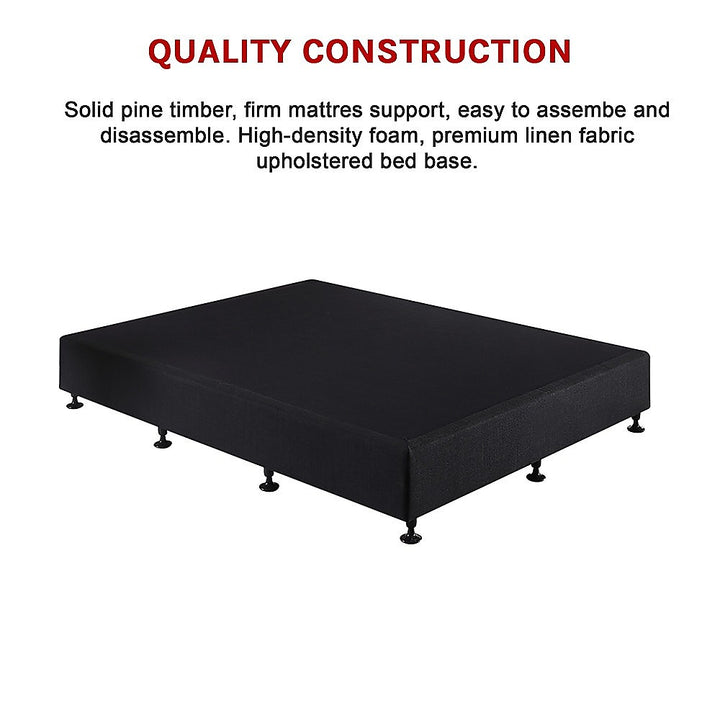 P&F Palermo Queen Ensemble Bed Base Midnight Black Linen Fabric