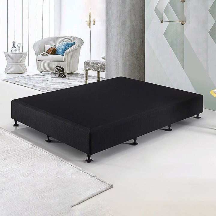 P&F Palermo King Single Ensemble Bed Base Midnight Black Linen Fabric