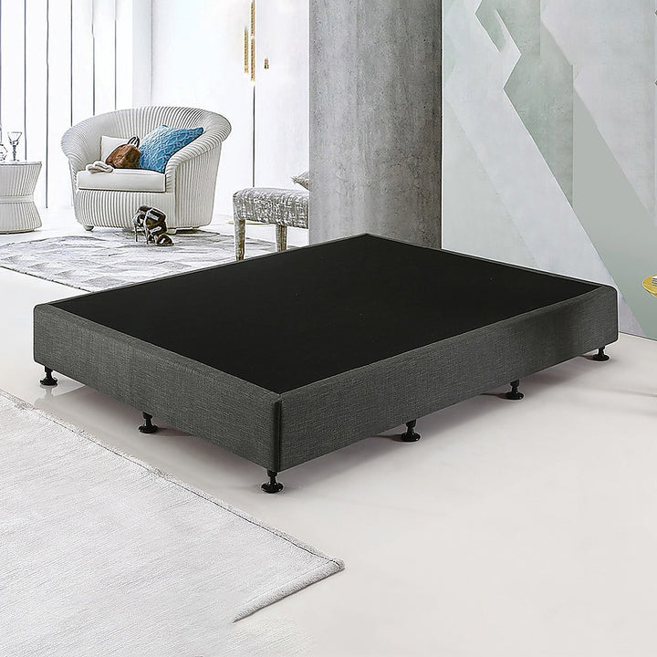 P&F Palermo King Single Ensemble Bed Base Platinum Graphite Linen Fabric