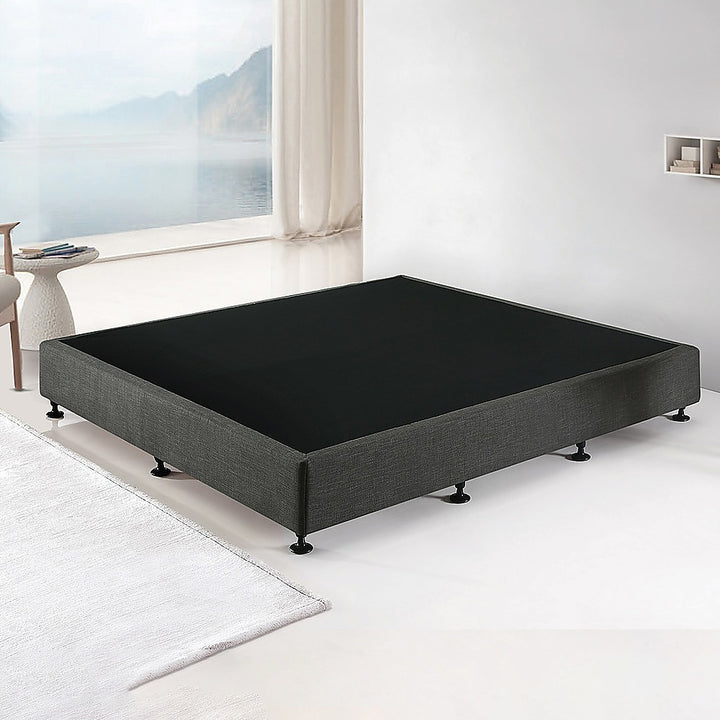 P&F Palermo King Ensemble Bed Base Platinum Graphite Linen Fabric