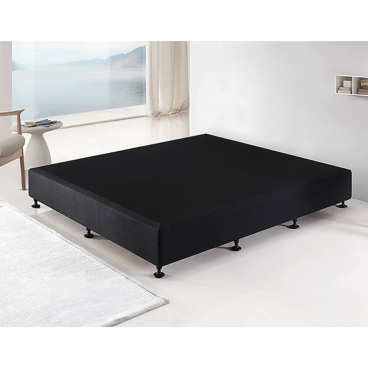 P&F Palermo King Ensemble Bed Base Midnight Black Linen Fabric