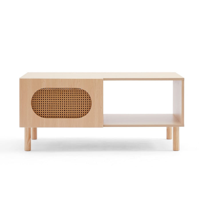 P&F ZennHome Kailua Rattan Coffee Table with Storage in Maple