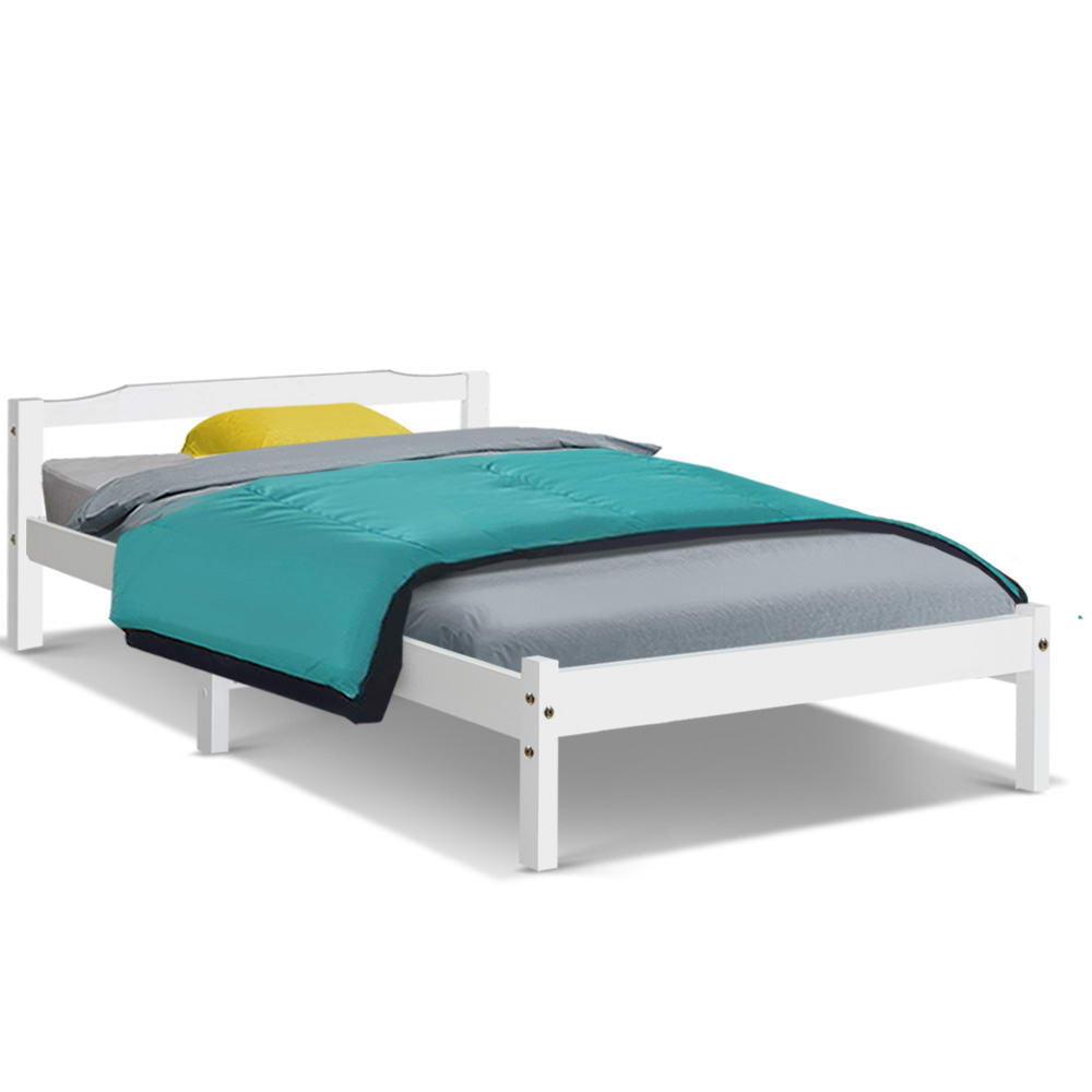 P&F SkyWay Bed Frame Single Size  White