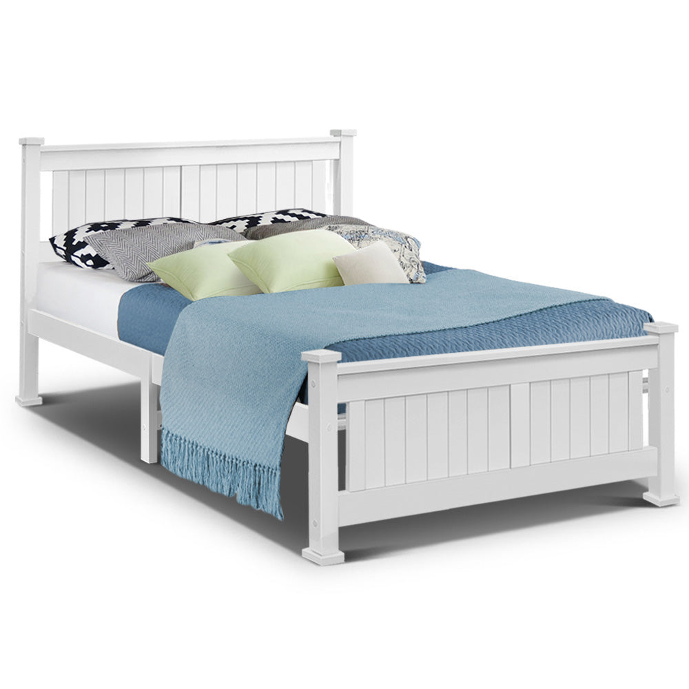 P&F Double Size Wooden Bed White