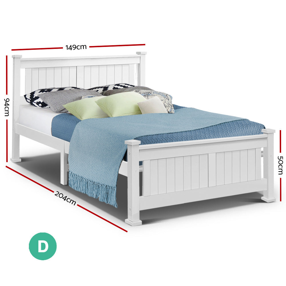 P&F Double Size Wooden Bed White