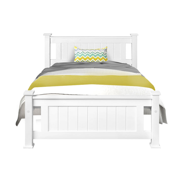 P&F King Single Wooden Bed Frame - White