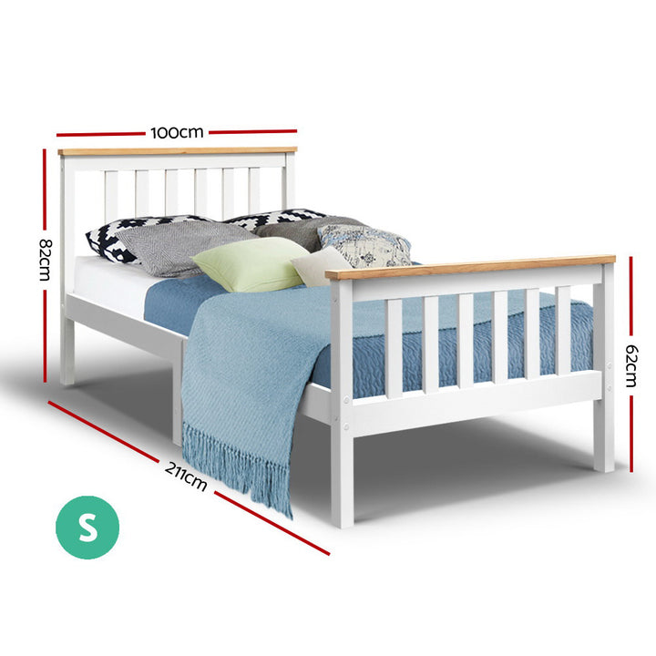 P&F DreamStyle Single Wooden Bed Frame Bedroom Furniture Kids