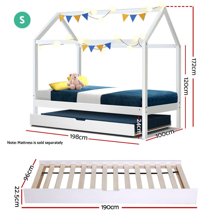 P&F SkyWay Wooden Bed Frame Single Size Mattress Base White