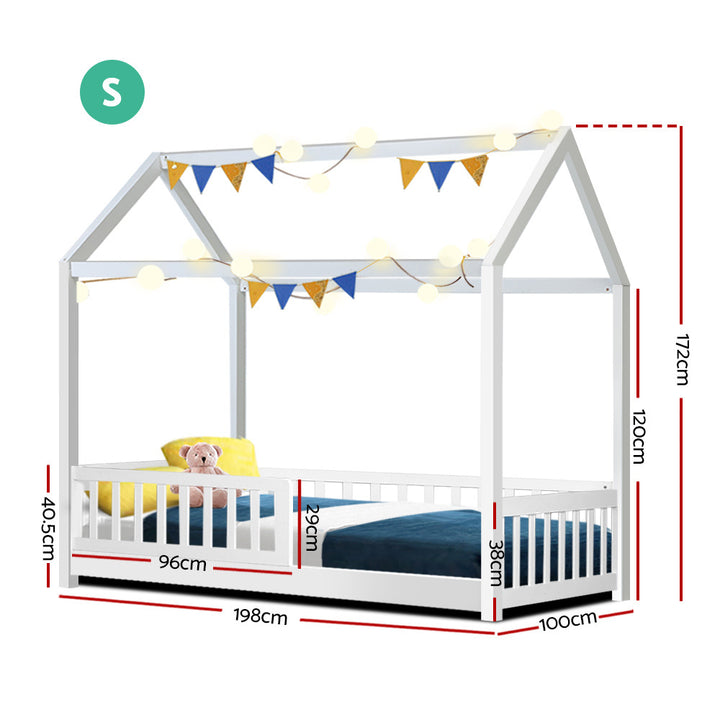 P&F SkyWay Wooden Bed Frame Single Size Base White