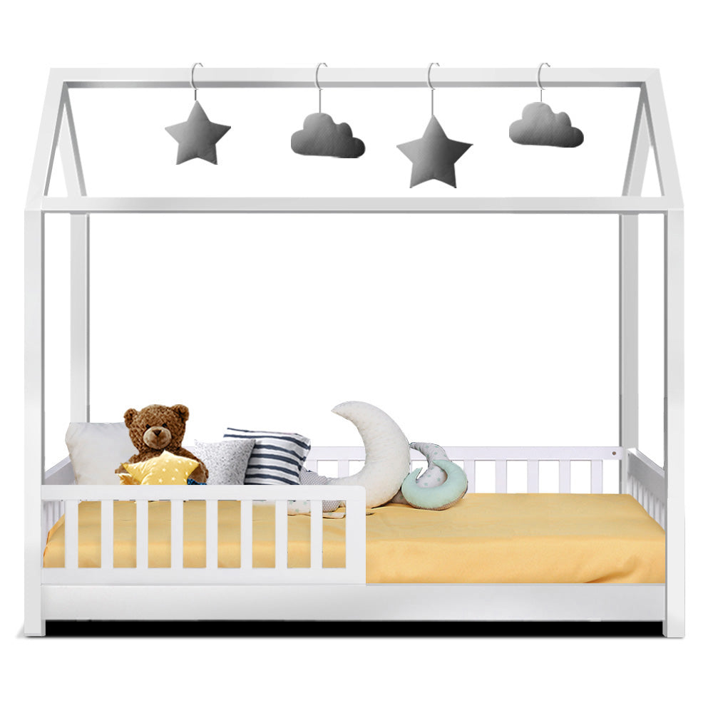 P&F SkyWay Wooden Bed Frame Single Size Base White